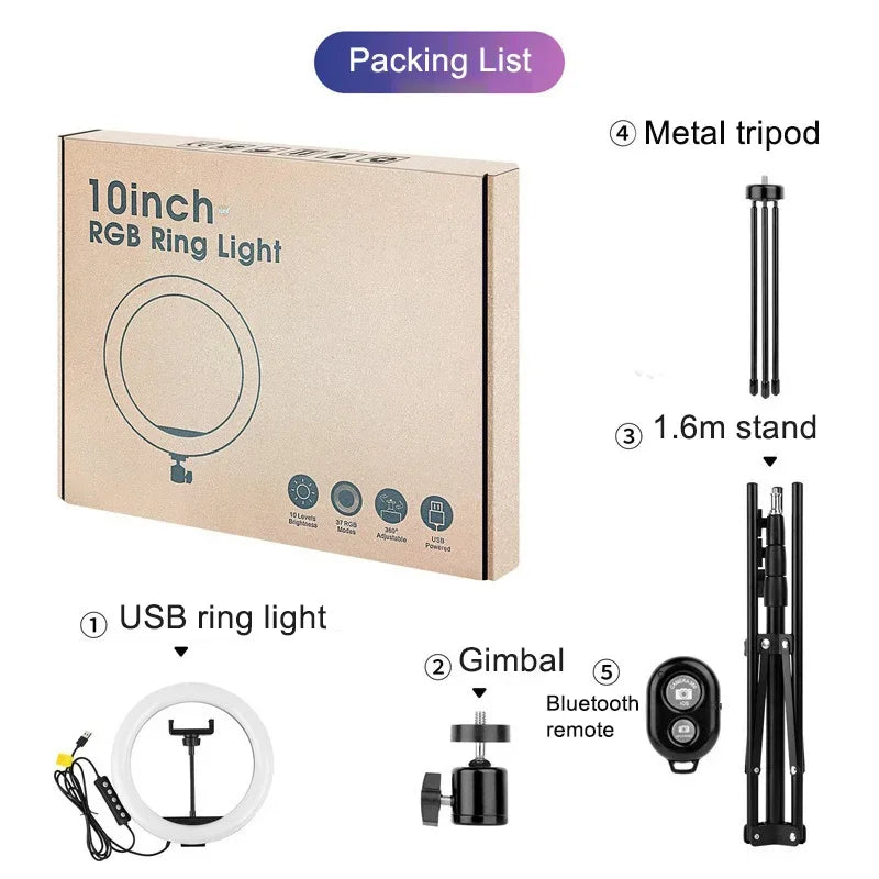 RGB Ring Light with Tripod Stand & Remote for Pro Content Creation RGB stand Remote Tidesmit