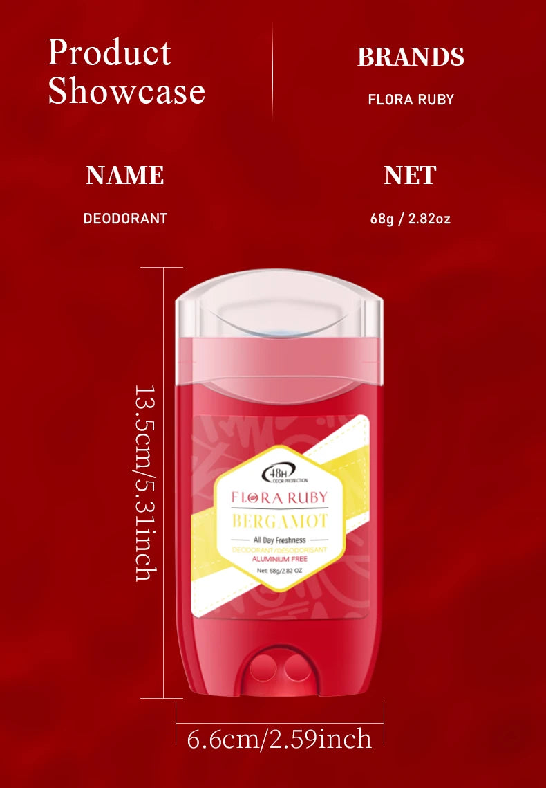 Tidesmit Flora Ruby 68g male stick deodorant providing 48-hour odor protection and a long-lasting scent.