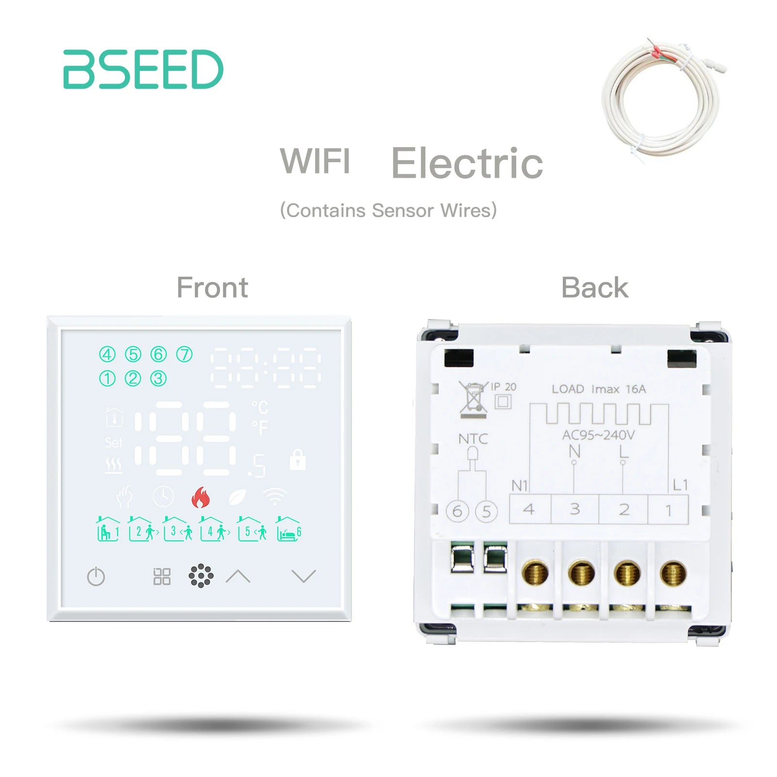 Tidesmit Smart Wi-Fi Floor Thermostat - App-Controlled Home Climate White ElectricModule Tidesmit