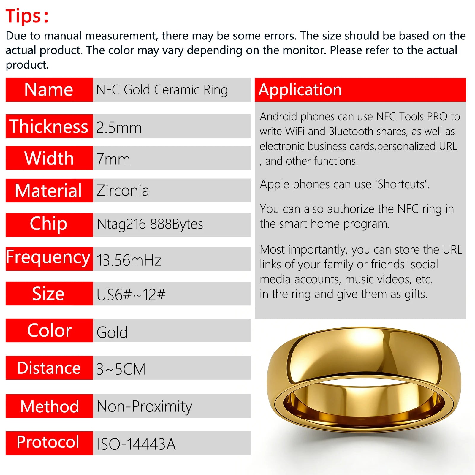 Smart Health Ring Ntag216 Ceramic Programmable Biometric Wearable Tidesmit