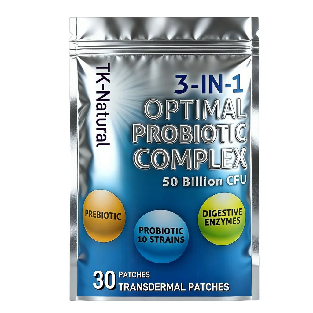 30 Patches Probiotics Transdermal Patches with Digestive Enzymes and Prebiotic Multi Enzyme Complex for Gut Health