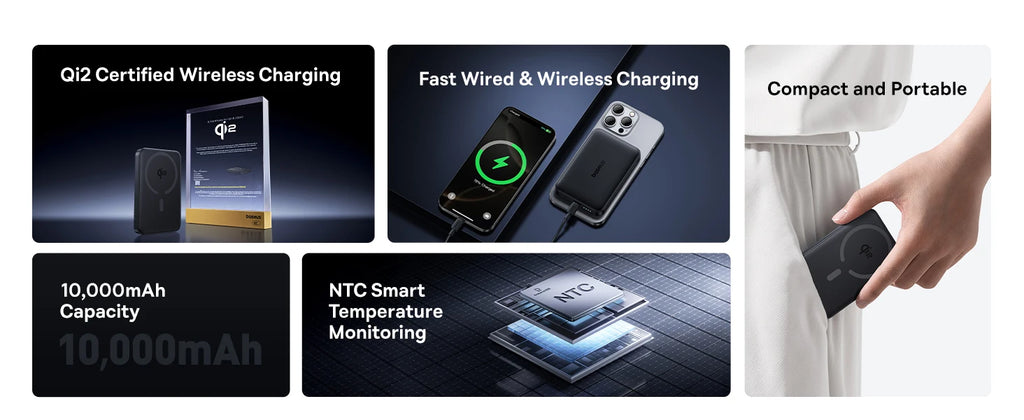 Magnetic Power Bank 10000mAh 15W Qi2 Wireless Fast Charger Tidesmit