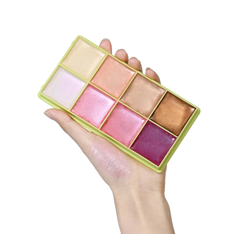 Tidesmit 8-color eyebrow cream highlighter palette with matte and shimmer finishes for long-lasting natural face makeup