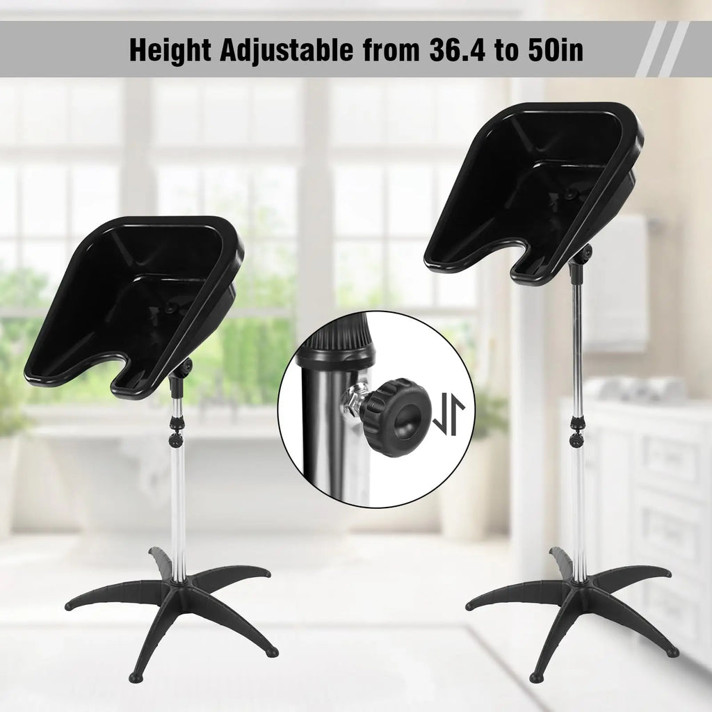 Portable Barber Shampoo Bowl with Adjustable Chair - Black Basin Sink Massage Chairs Tidesmit