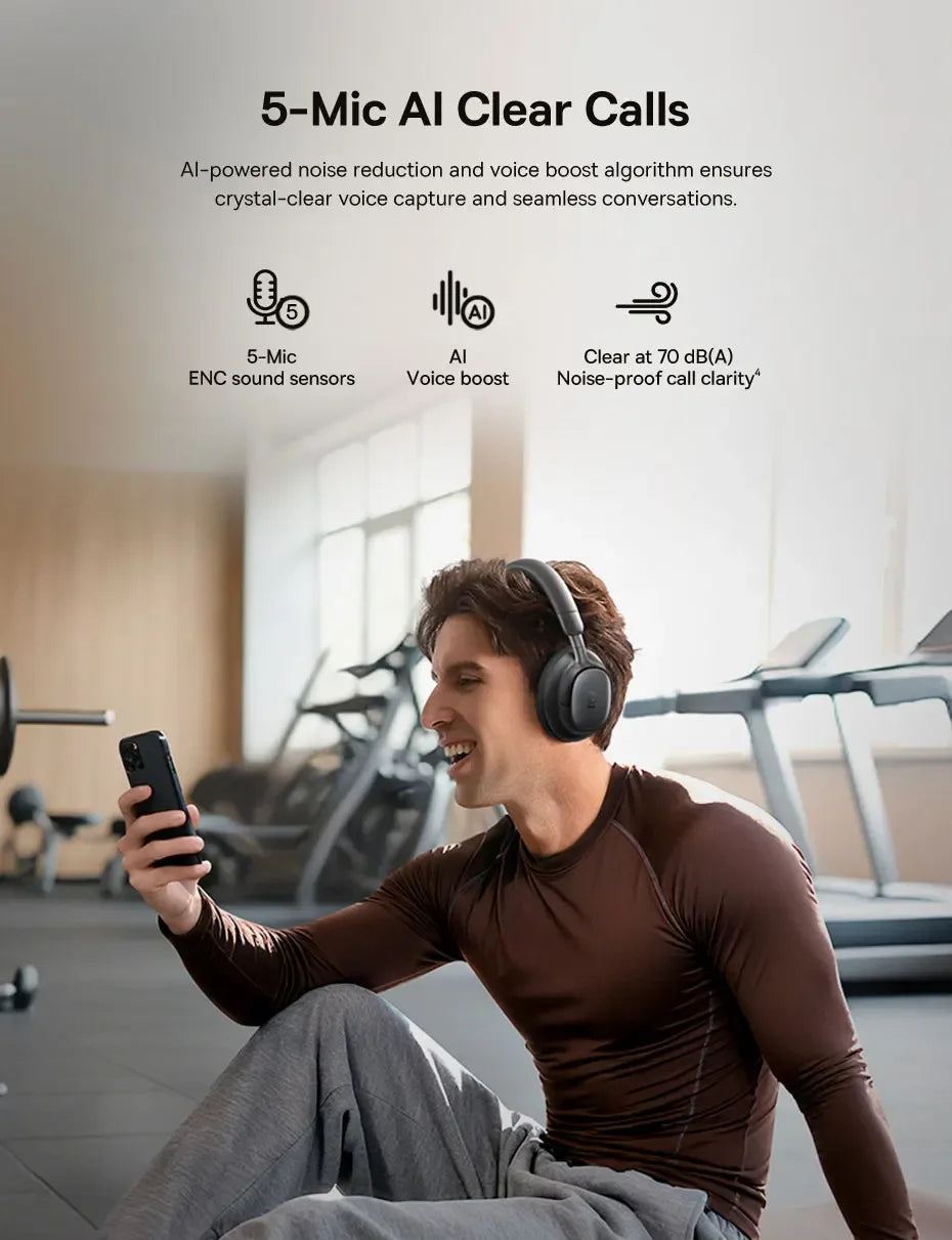 Tidesmit Wireless Noise Cancelling Headphones - 80H Playtime Hi-Res Audio Tidesmit