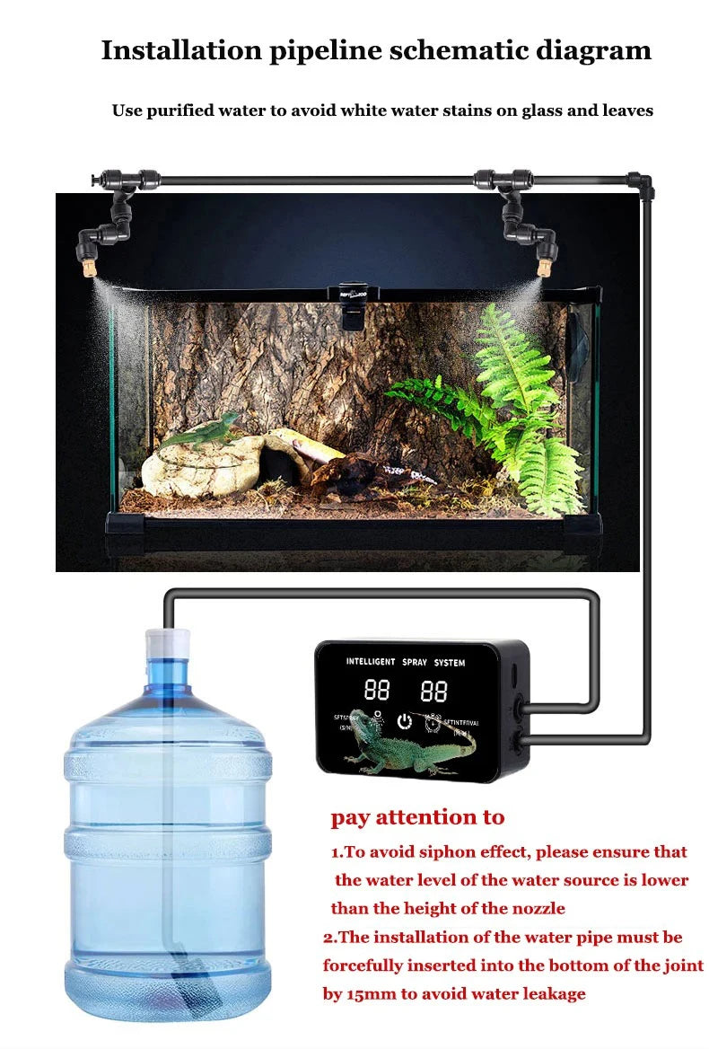 Intelligent Reptile Spray Irrigation Timer System Mist Rainforest Terrariums Automatic Spray Misting Plant Watering System Kit