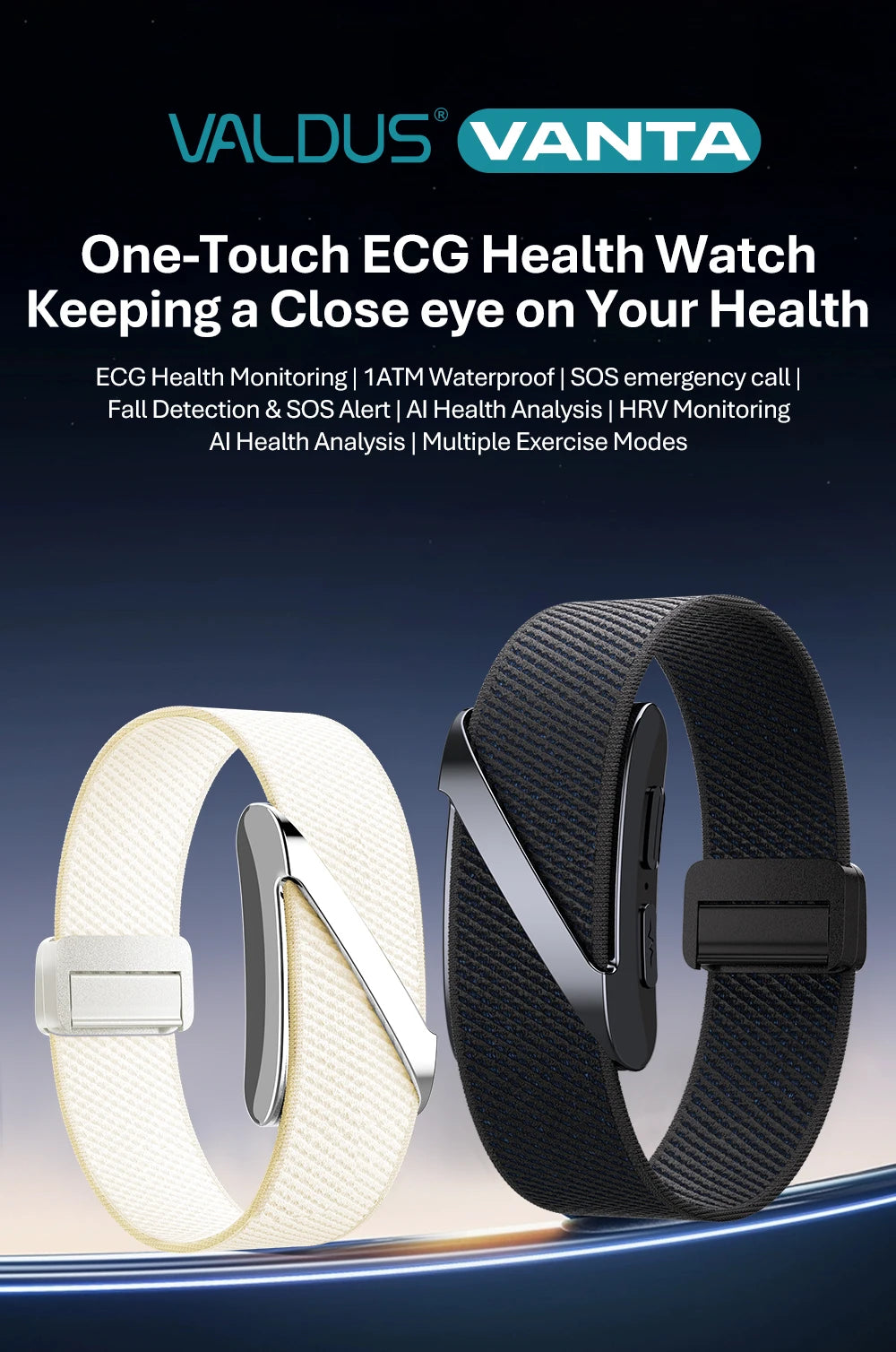 VALDUS VANTA ECG Smartwatch Man Woman SOS Fall Reminder Fitness Tracker Heart Rate Blood Pressue Sleep Monitor 2026 New Bracelet