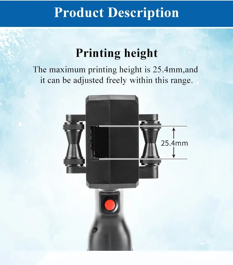 ZM-Z20 25.4mm Handheld Inkjet Printer for Text QR Barcode Batch Number Logo Date Label Coding Machine Portable Mini Printer