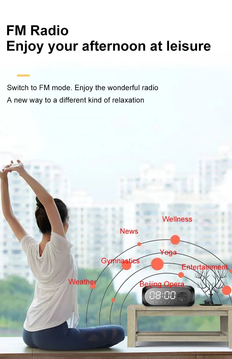 Alarm Clock Radio FM Bluetooth Speaker Portable Subwoofer Caixa De Som Sound Box Music Wireless Mini Woofers Bocina Lamp Column