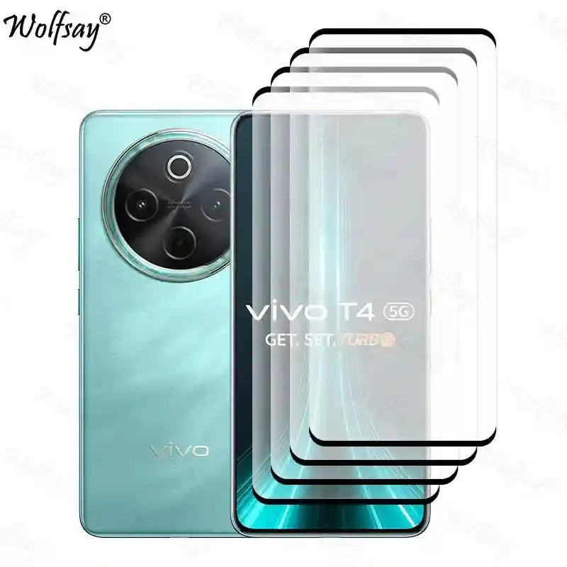 Vivo T4 5G Screen Protector & Lens Kit | 9H Tempered Glass Bundle AE 4 Front Glass For Vivo T4 5G Tidesmit