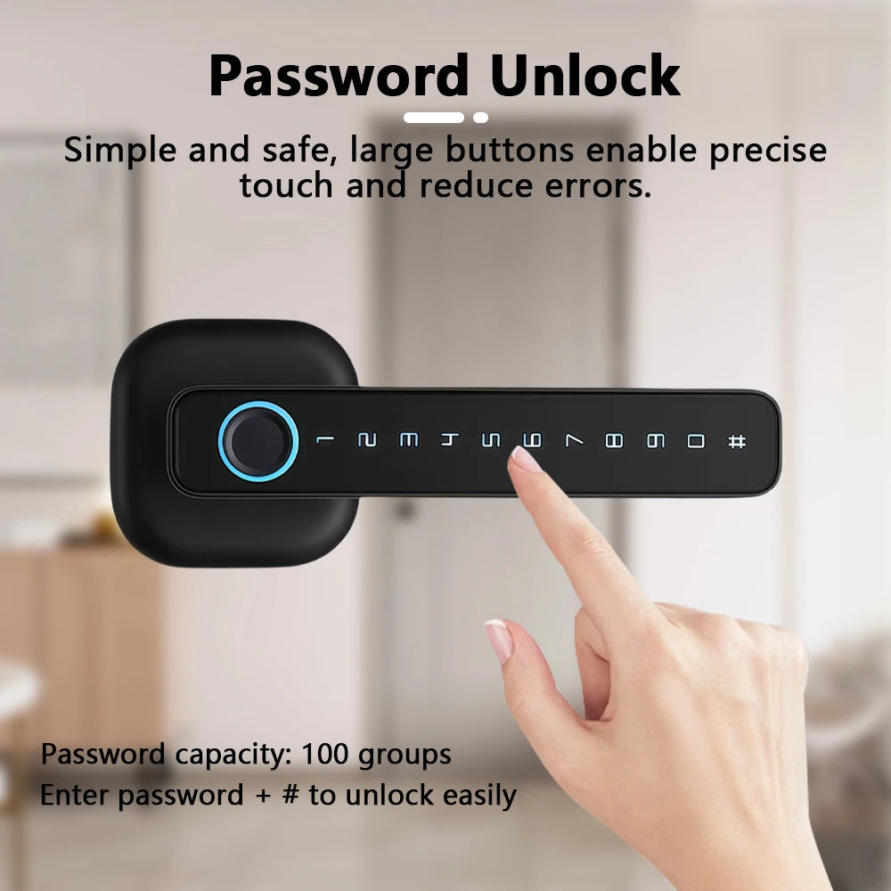 Smart Fingerprint Door Lock with Tuya Bluetooth App Access - Tidesmit Tidesmit