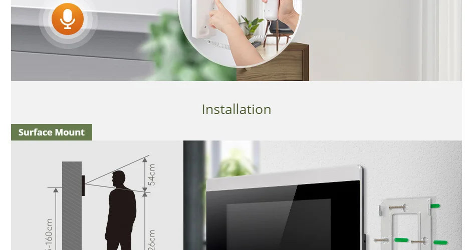 4 Wire WIFI Tuya Smart 7" Touch Screen Monitor BA15D-S Menu Motion Detection For HOMSECUR 1080P Video Doorphone Intercom