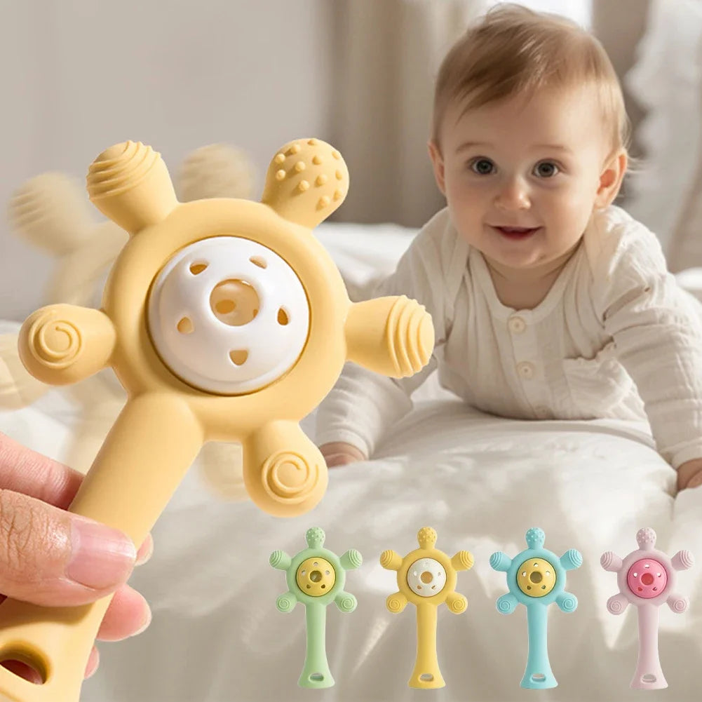 Cute Safe Teething Ring Sensory Toys Candy Color Baby Silicone Teether Rattle Toy For Toddlers Chewing Toy Baby Accessories