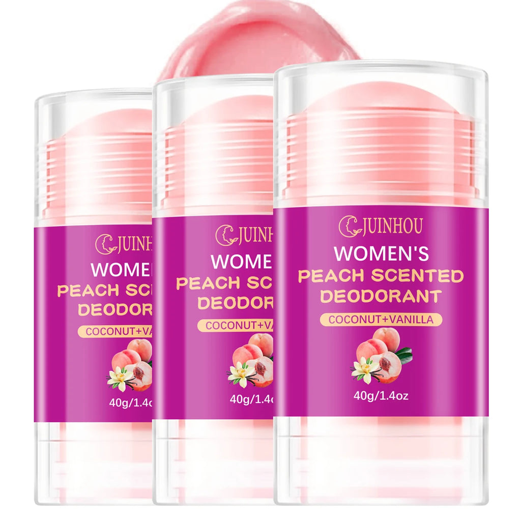 Tidesmit JUINHOU 40g women's peach deodorant stick for odor control and moisturizing with a light fresh scent
