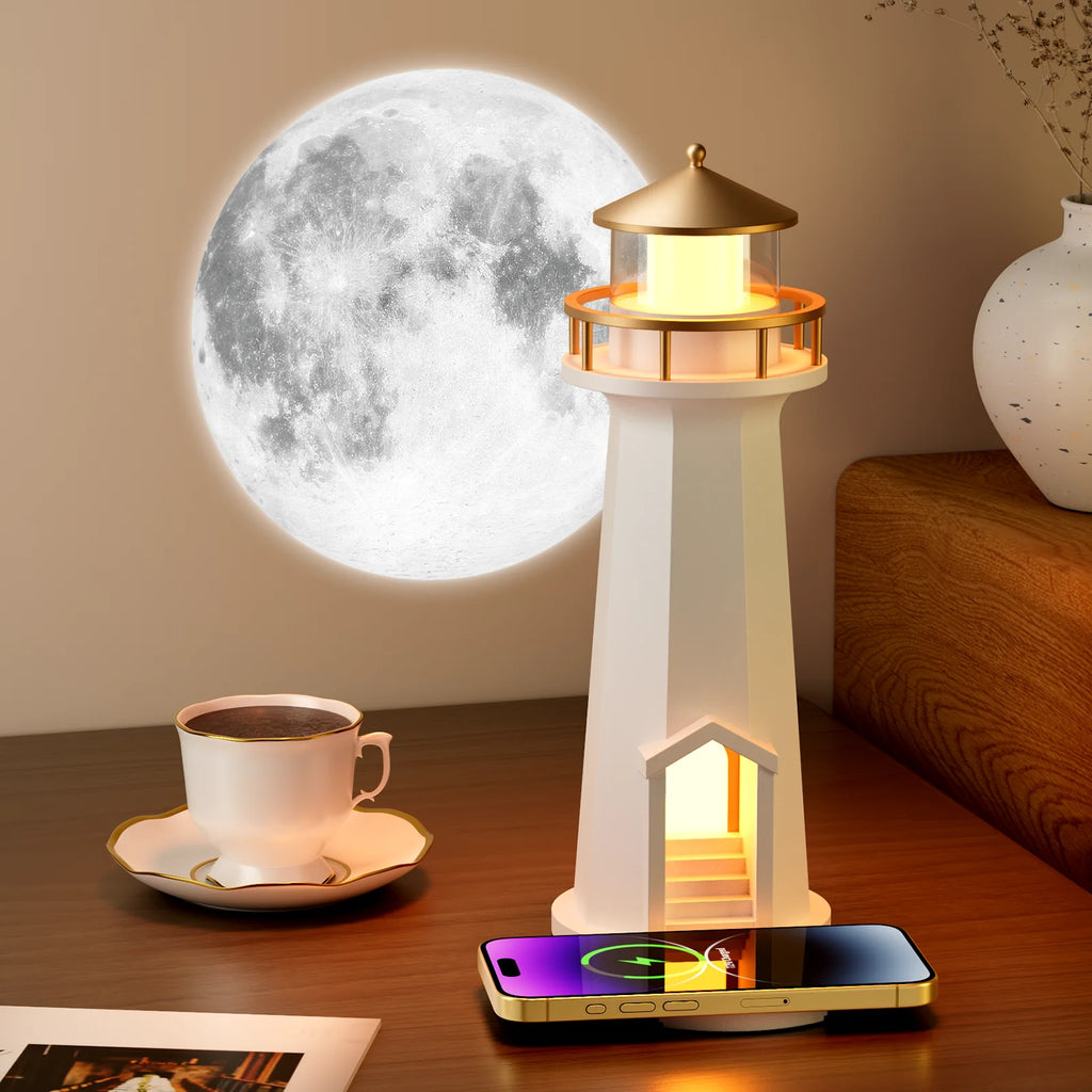 Qi Certified Wireless Charger & LED Lamp - MagSafe Compatible White WHITE Tidesmit