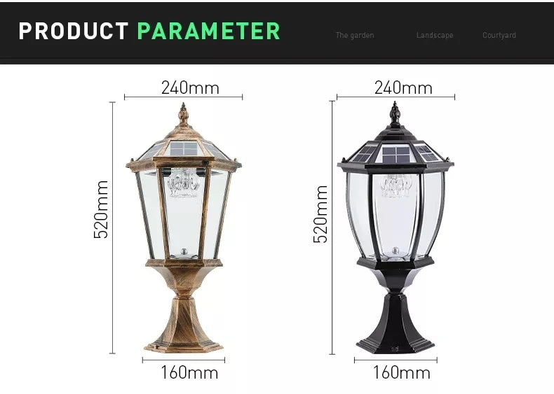 Solar LED Light Outdoor Lamp Pillar Light Solar Panel Spotlights Garden Decoration Outdoor Street Wall Sconce Lamp Sunlight