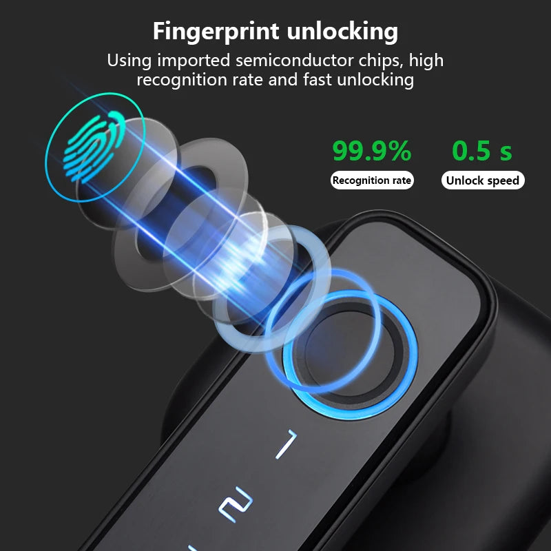 Smart Fingerprint Door Lock with Tuya Bluetooth App Access - Tidesmit Tidesmit