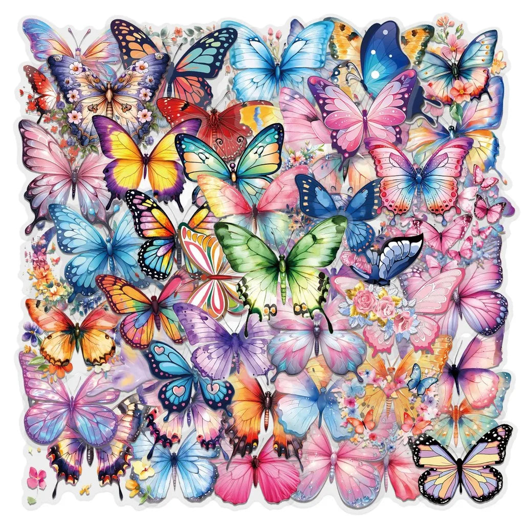 60 PCS Colorful Butterfly Sticker Pack - Waterproof Transparent PET Decals, Great as Journal LanLanStickersWorld Store