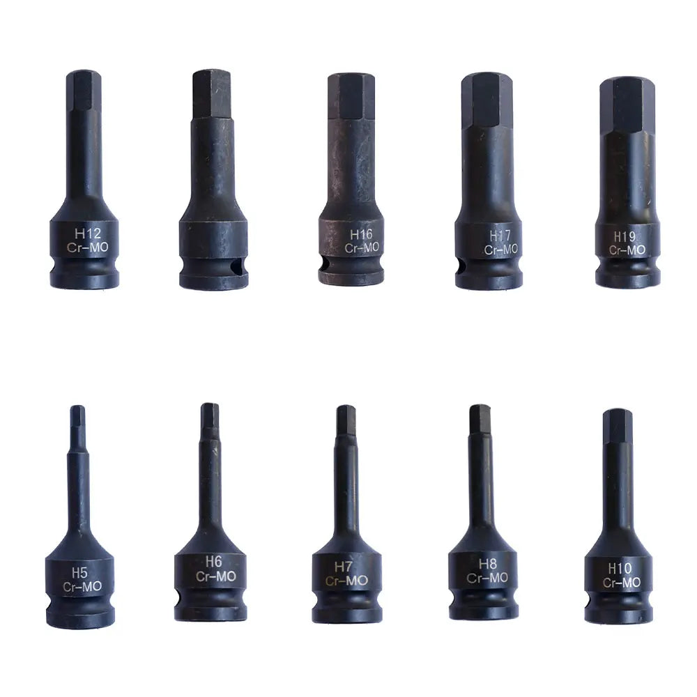 Podofo 10 Pcs Torx Impact Socket Bits 1/2 Inch Drive Socket Adapter Screwdriver Bits Hexagonal Screwdriver Bit Socket Set H5-H19