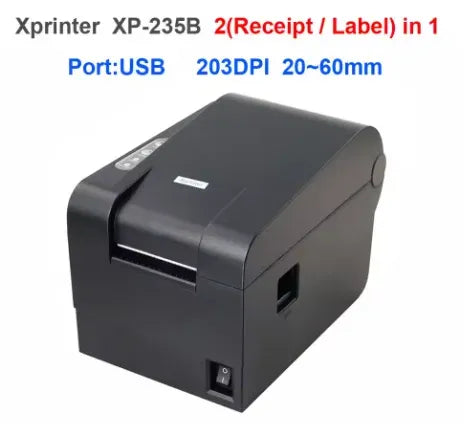 Black thermal receipt printer with USB port