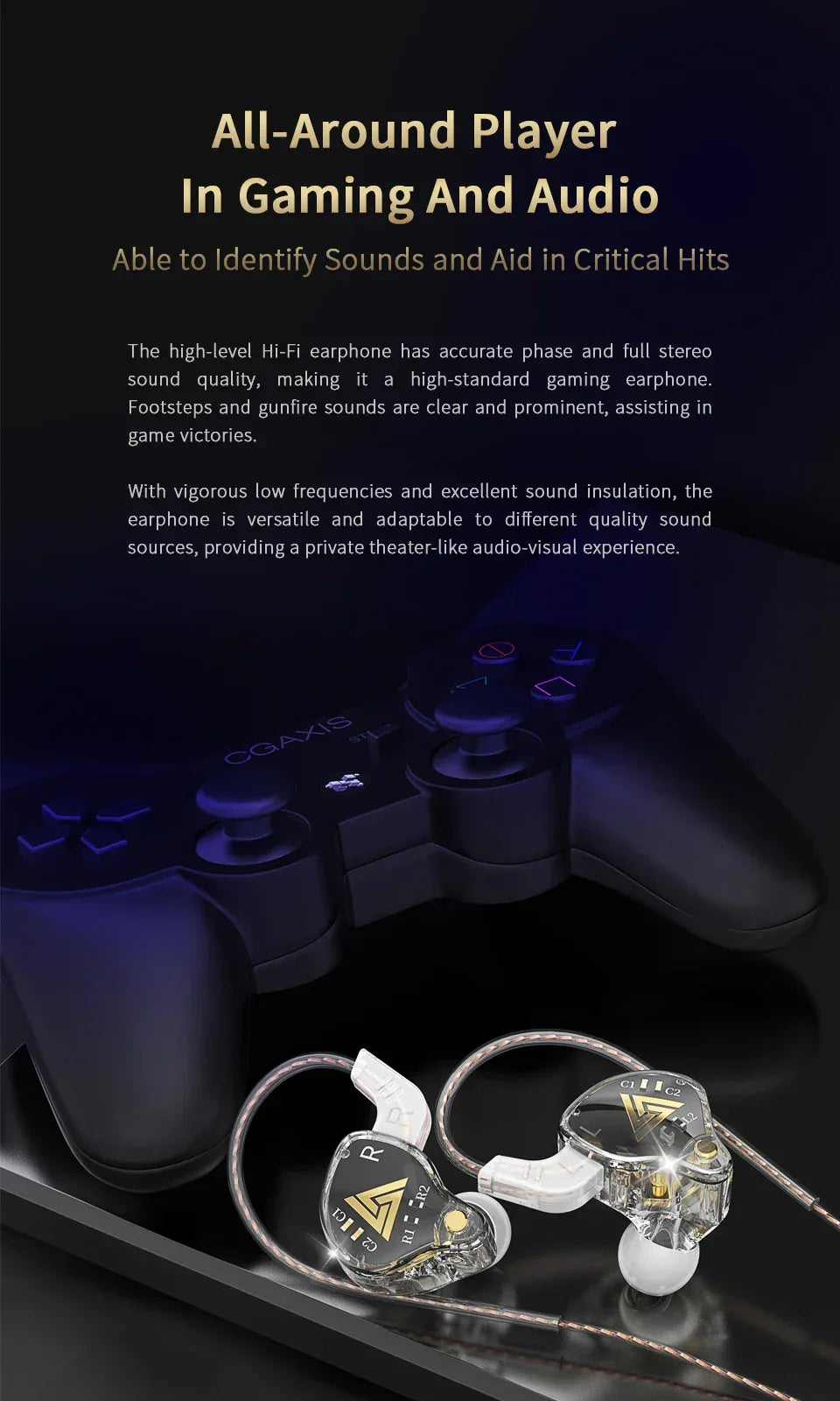 Wired In-Ear Monitors HiFi Stereo Earphones with Mic by Tidesmit Tidesmit