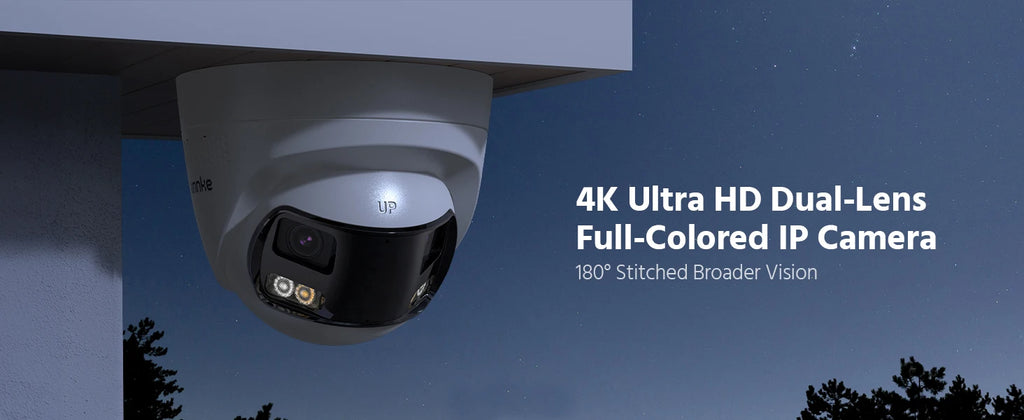 ANNKE FCD800 8MP Security Camera 180°Panoramic Dual Lens Outdoor POE Camera 4K AI Human Detect Two Way Audio IP67 8MP IP Camera