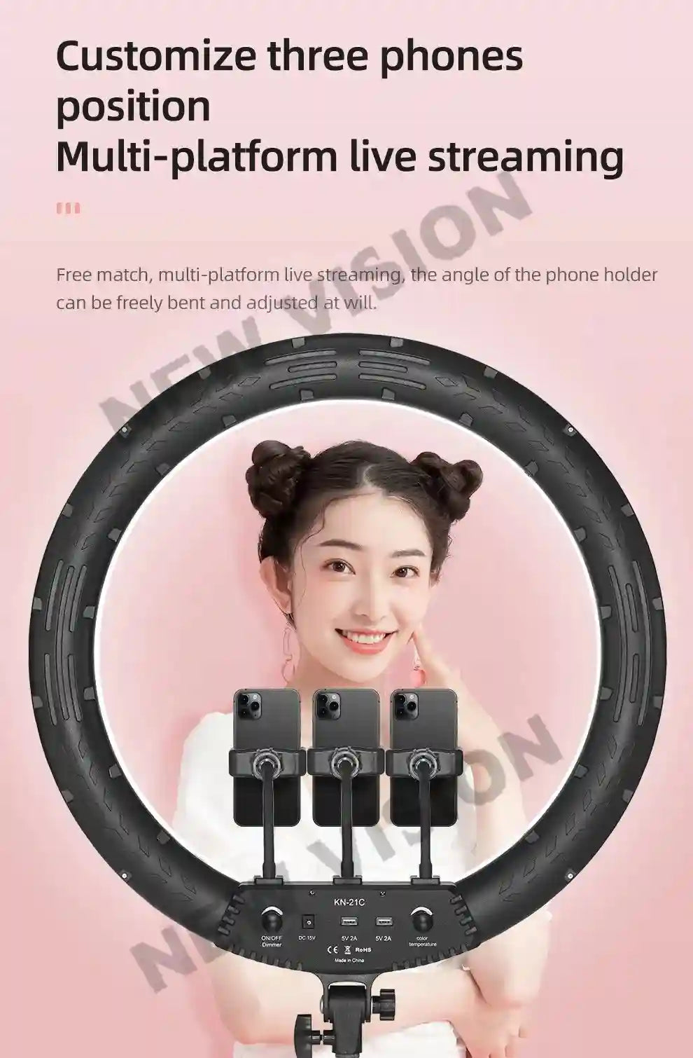 21-Inch LED Ring Light with Adjustable Color Temperature and Tripod Kit Tidesmit