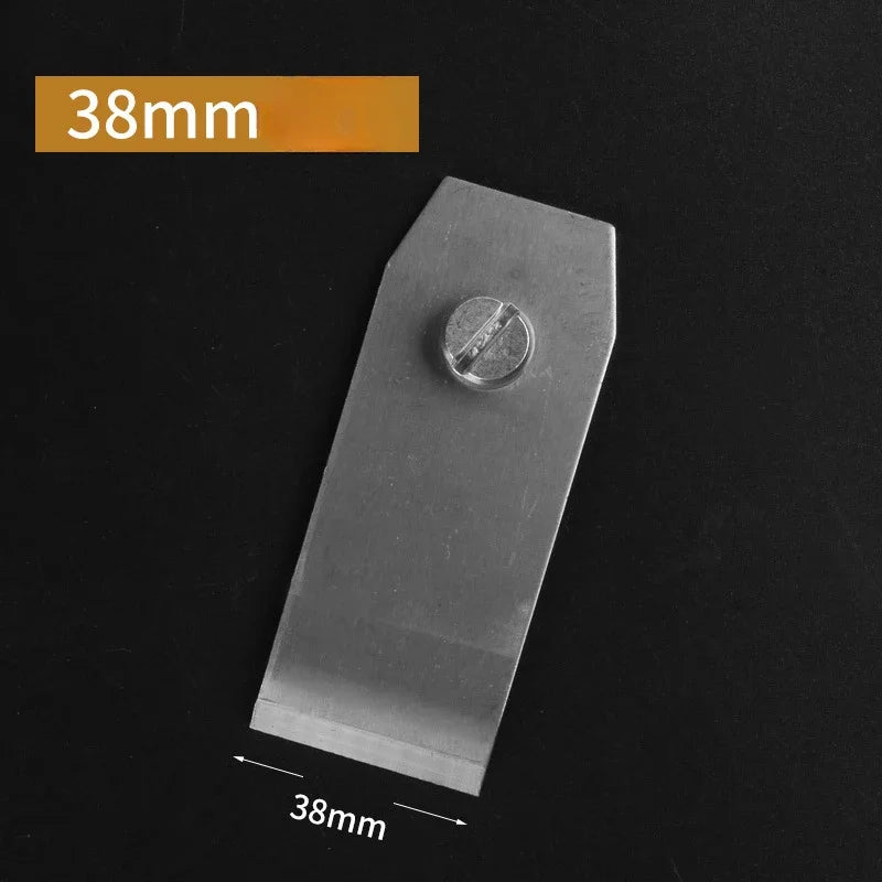 38mm steel planer blade insert with round screw hole on silver metal plate