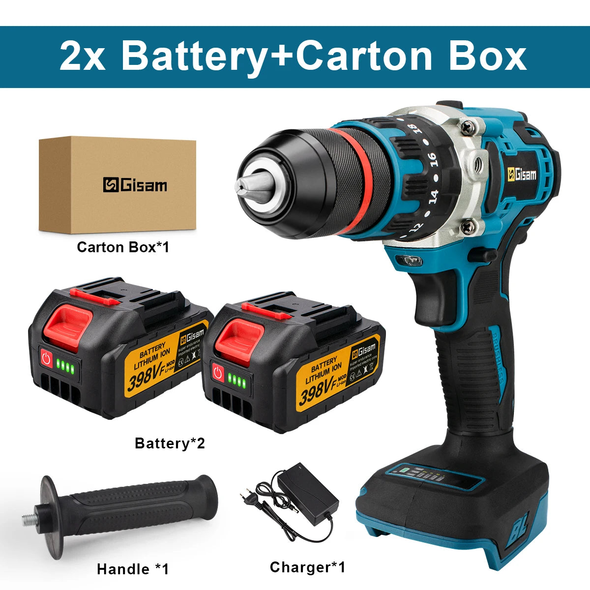 13mm 480N.M Brushless Electric Impact Drill Cordless Drill Electric Screwdriver DIY Driver Power Tool for Makita 18V Battery Pin