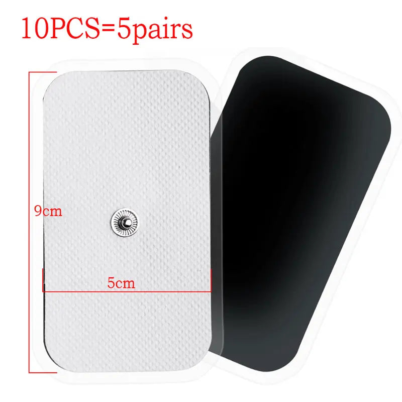 TENS Unit Electrode Pads: Reusable Muscle Stimulator Gel Sets Back Massage Instrument 9x5cm 10pcs Tidesmit