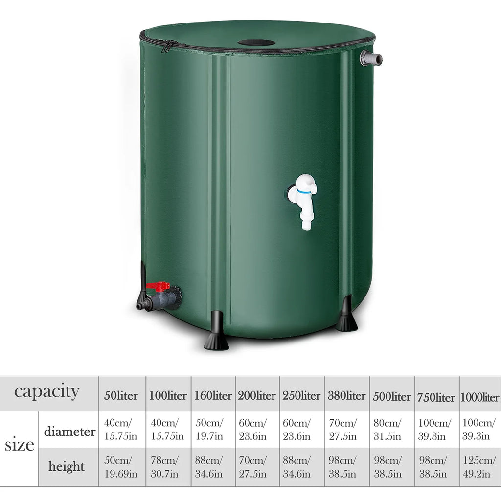 50L-1000L Rain Water Recovery Storage Tank Garden Irrigation Water Bucket Collapsible Rain Barrel Rainwater Collection Container