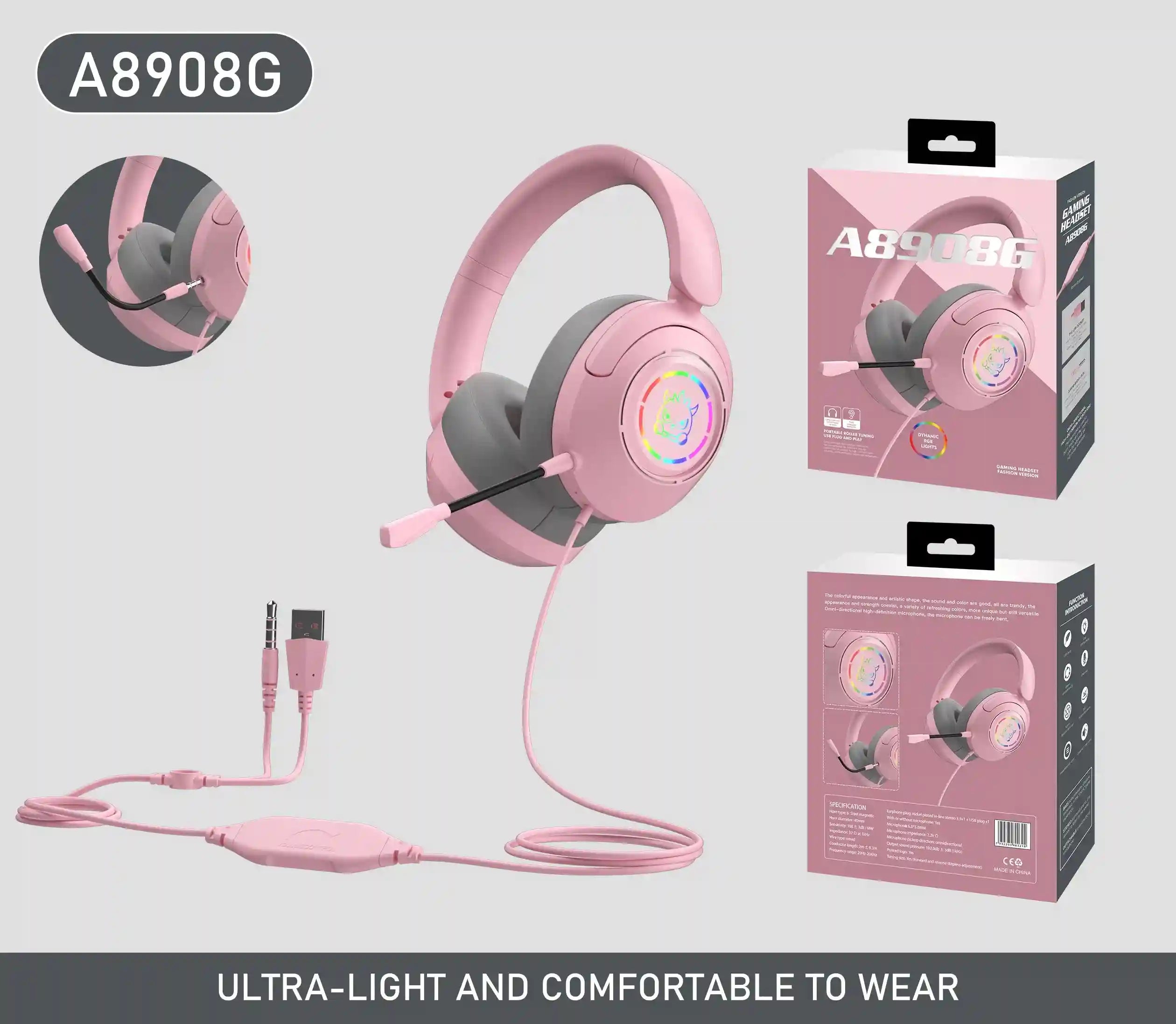 Wired Gaming Headset with Noise Cancelling Mic - Over-Ear Design Tidesmit
