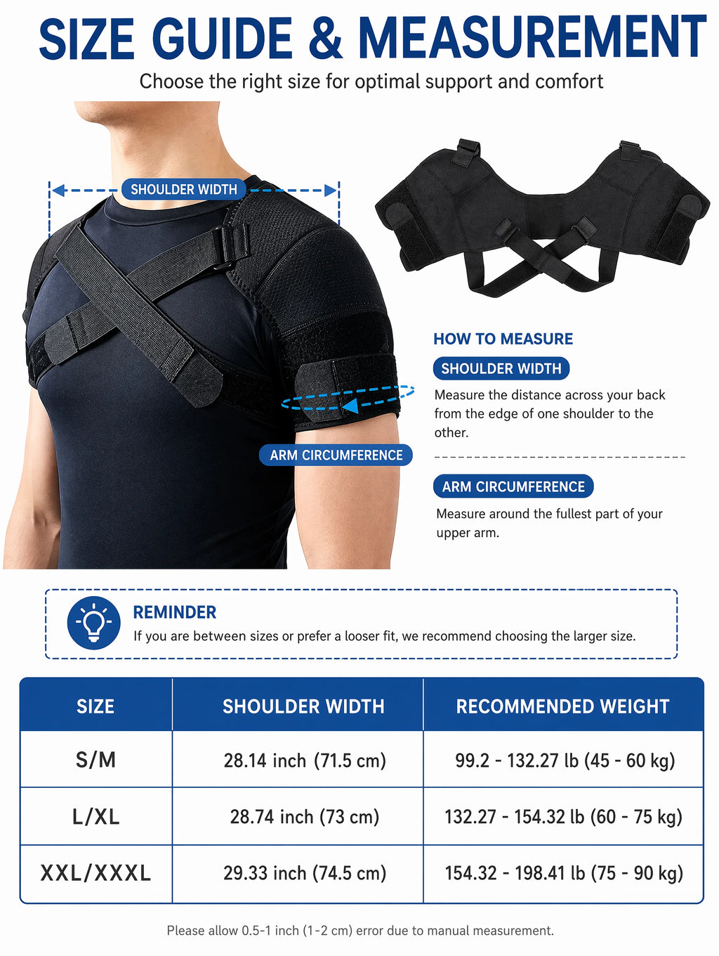 Double Shoulder Brace Adjustable Breathable Neoprene Compression Support Cross Strap for Men Women Sports Injury Pain Relief
