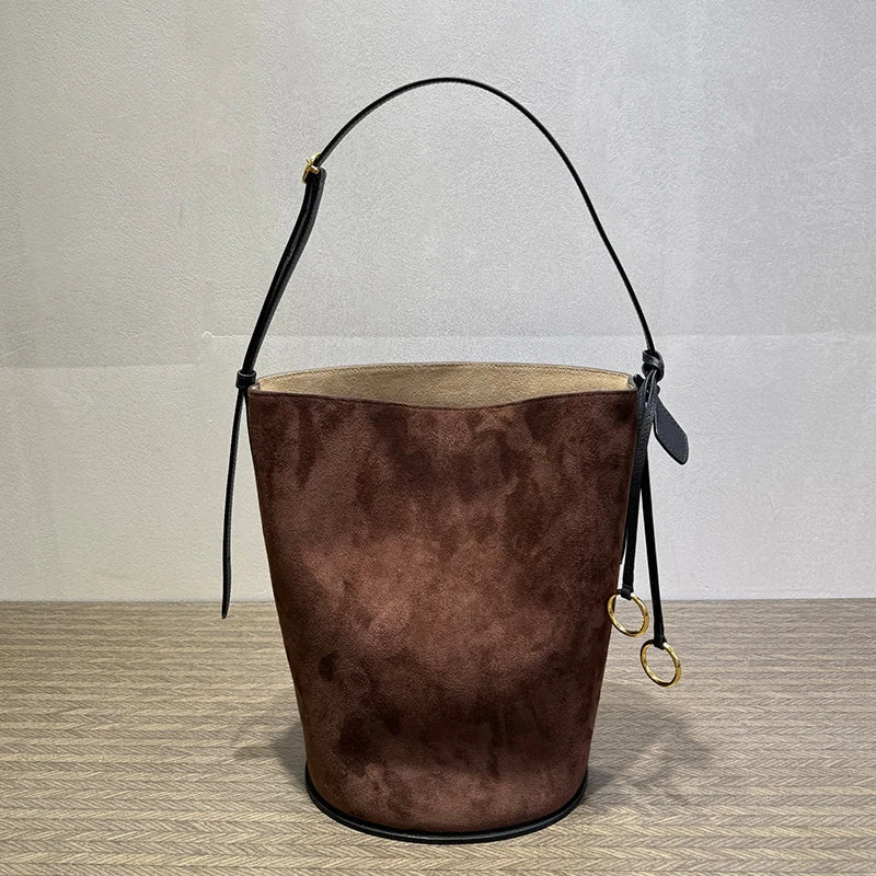 2026 New Bucket Bag Rear Saddle Design High end Leather Shoulder Bag Leather Crossbody Bag