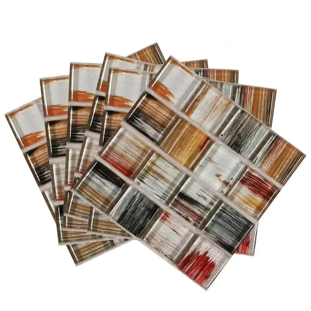 20pcs/set New Self Adhesive Wall Sticker Waterproof Flat 3D Mosaic Tile Wallpaper Oil Resistant Art Decals For Living Room