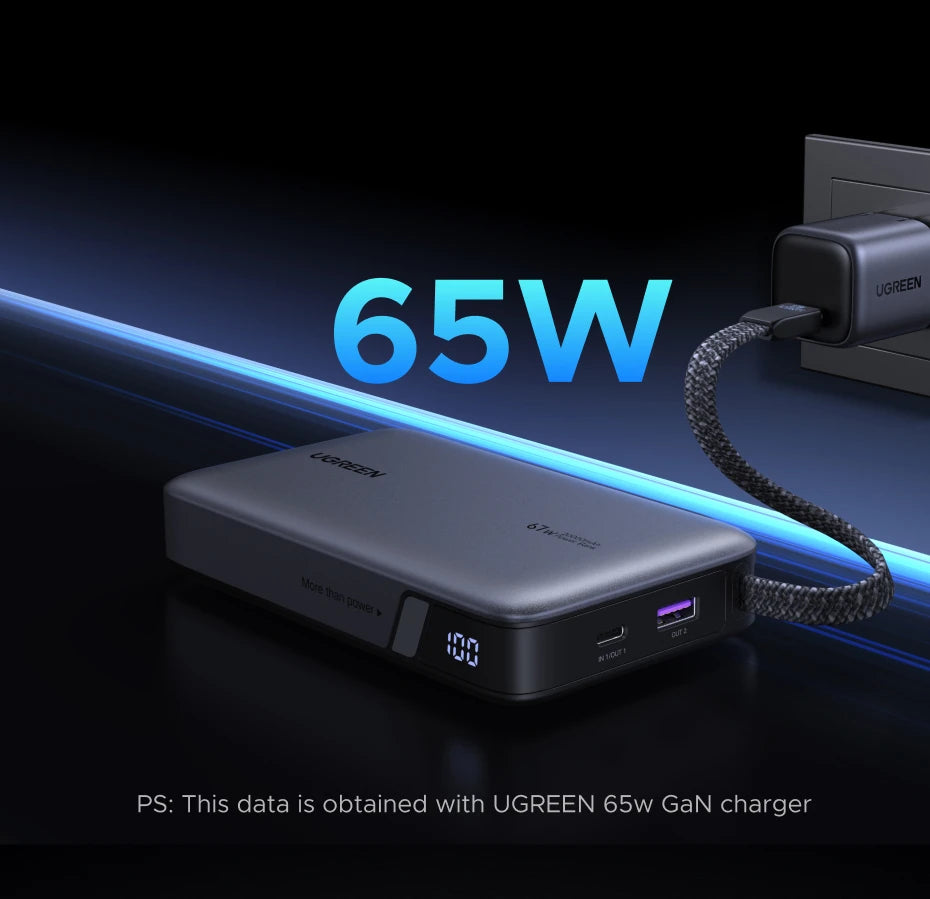 20000mAh Power Bank 67W Fast Charging Portable Charger with Built-in Cable Tidesmit