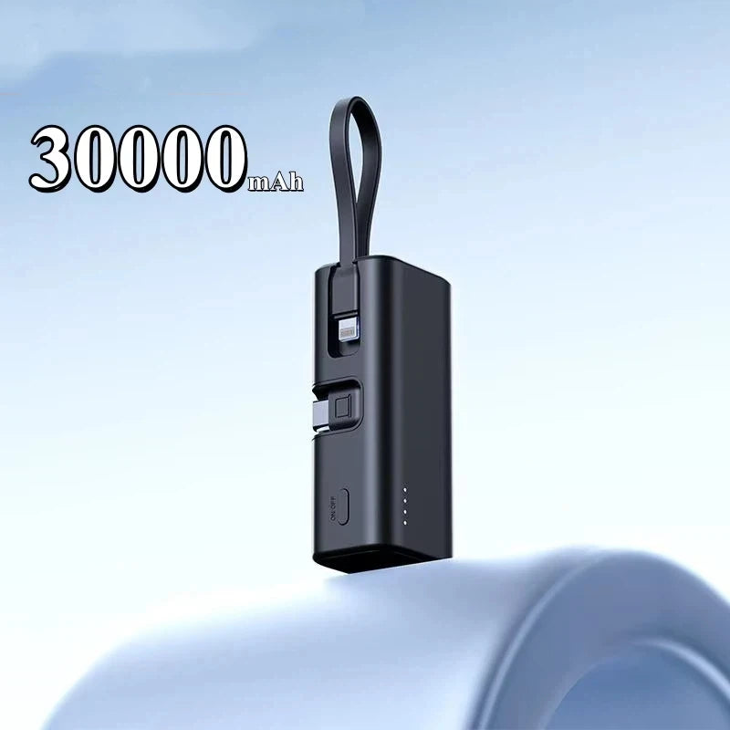 Tidesmit 50000mAh Portable Charger with Integrated Cables & USB-C Black 30000mAh Tidesmit