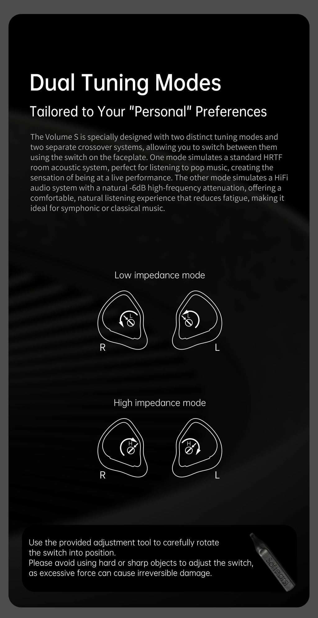 Softears Volume Hybrid Quad-Driver IEMs Black | Tidesmit Tidesmit