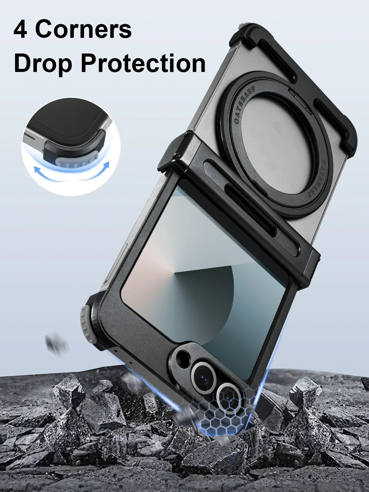 Samsung Galaxy Z Flip 7 Metal Frame Case with 360 Ring - Titanium Tidesmit