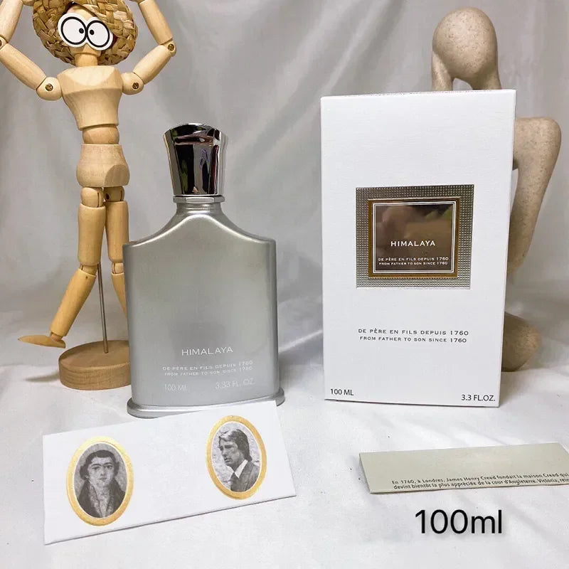 Creed Himalaya unisex EDP 100ml: Silver metallic flask bottle, iconic luxury cologne for men and women.