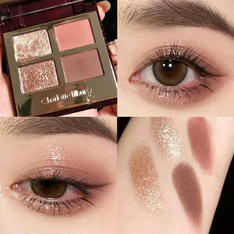 Tidesmit 9 color eyeshadow palette in rose pink featuring pearly matte and glitter finishes for face makeup looks