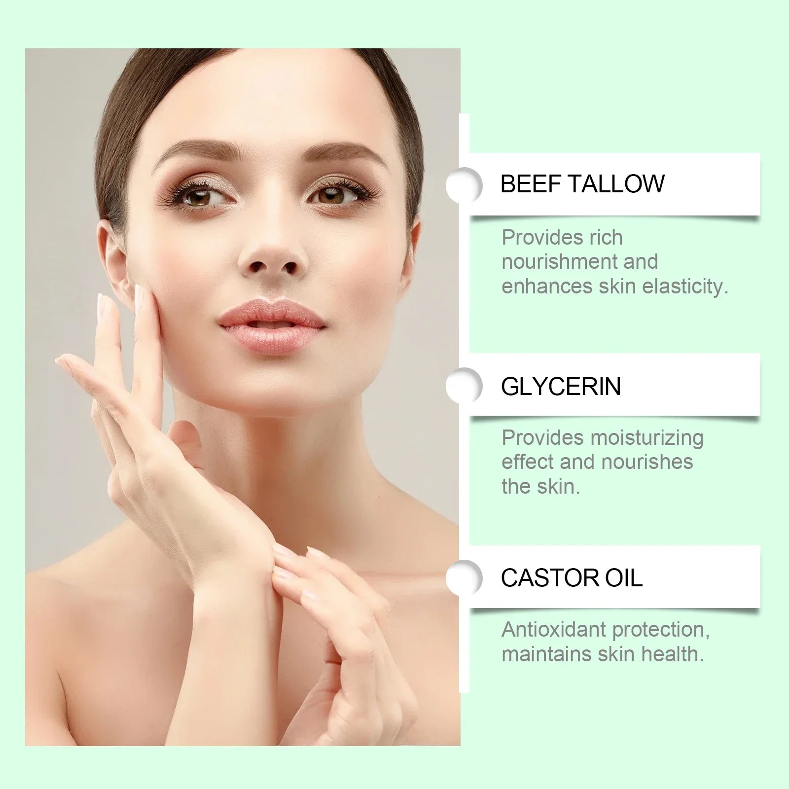 Beef Tallow Face Cream Anti Aging Fine Lines Deep Moisturizing Soothing Repair Damaged Day Skin Nourishing Face Body Lotion 60g
