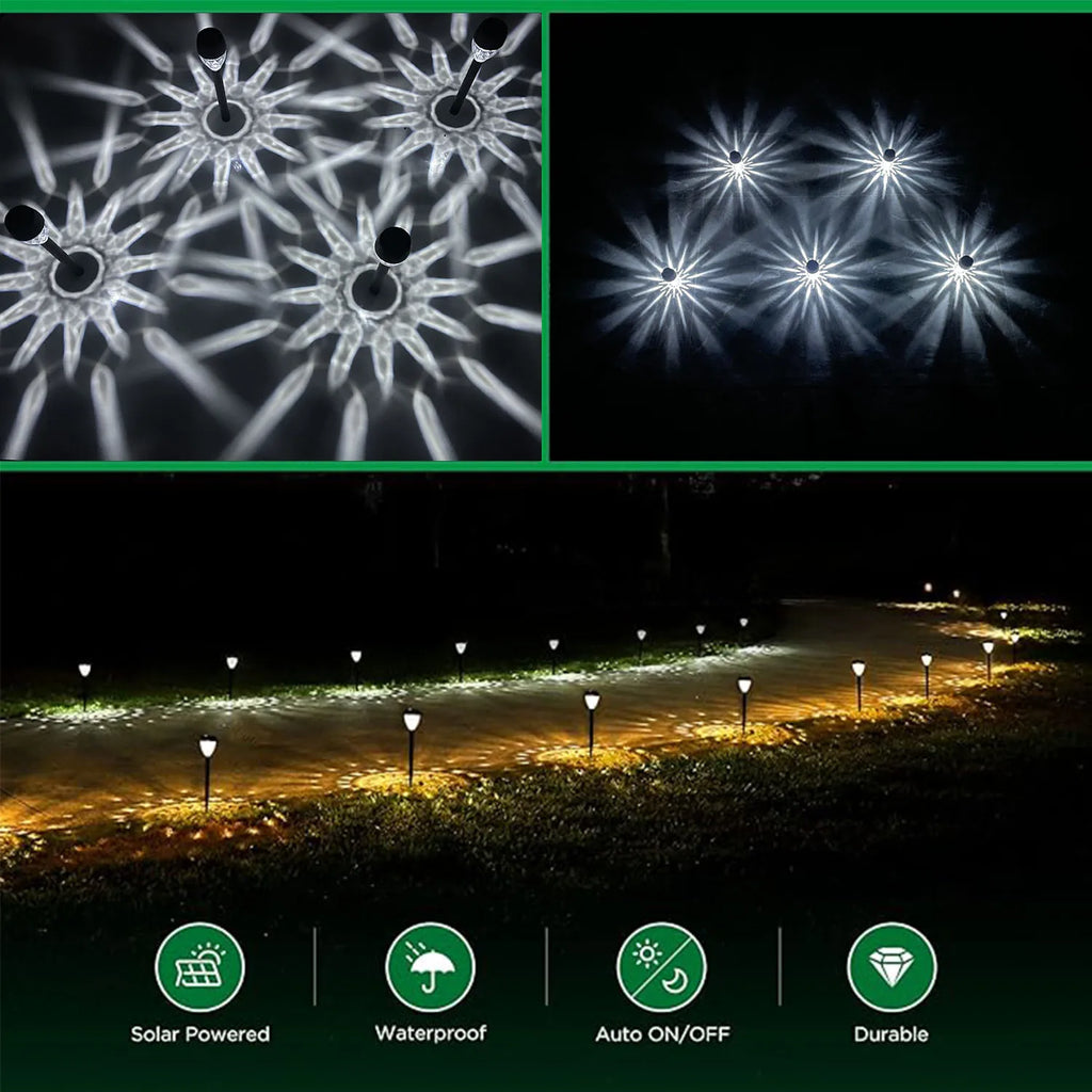 12Pcs Solar-Powered Outdoor New Style Stick Lights, Lawn Lights, Warm Light/White Light Led Lighting, Garden Lights, Path Lights, Suitable for Sidewalks, Patios, Yards, Villa Gardens, and Ground-Inserted Lights