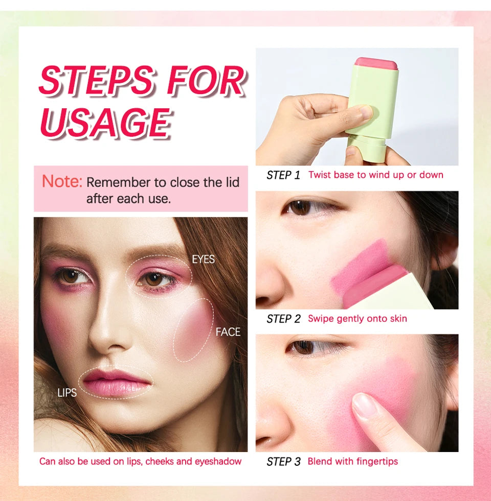 Tidesmit Multi-Functional Blush Stick cream rouge in shade swatch for long-lasting waterproof face makeup