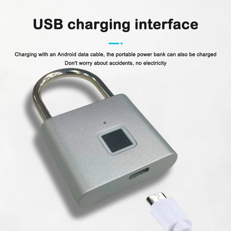 CDOK P2 Fingerprint Padlock, Built-in Rechargeable Battery, Outdoor Waterproof, Easy to Use