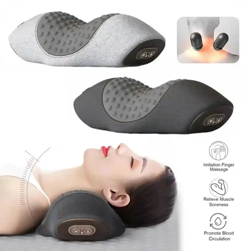 Electric Neck Massage Pillow with Heat and Vibration for Cervical Relief Massage Roller Tidesmit