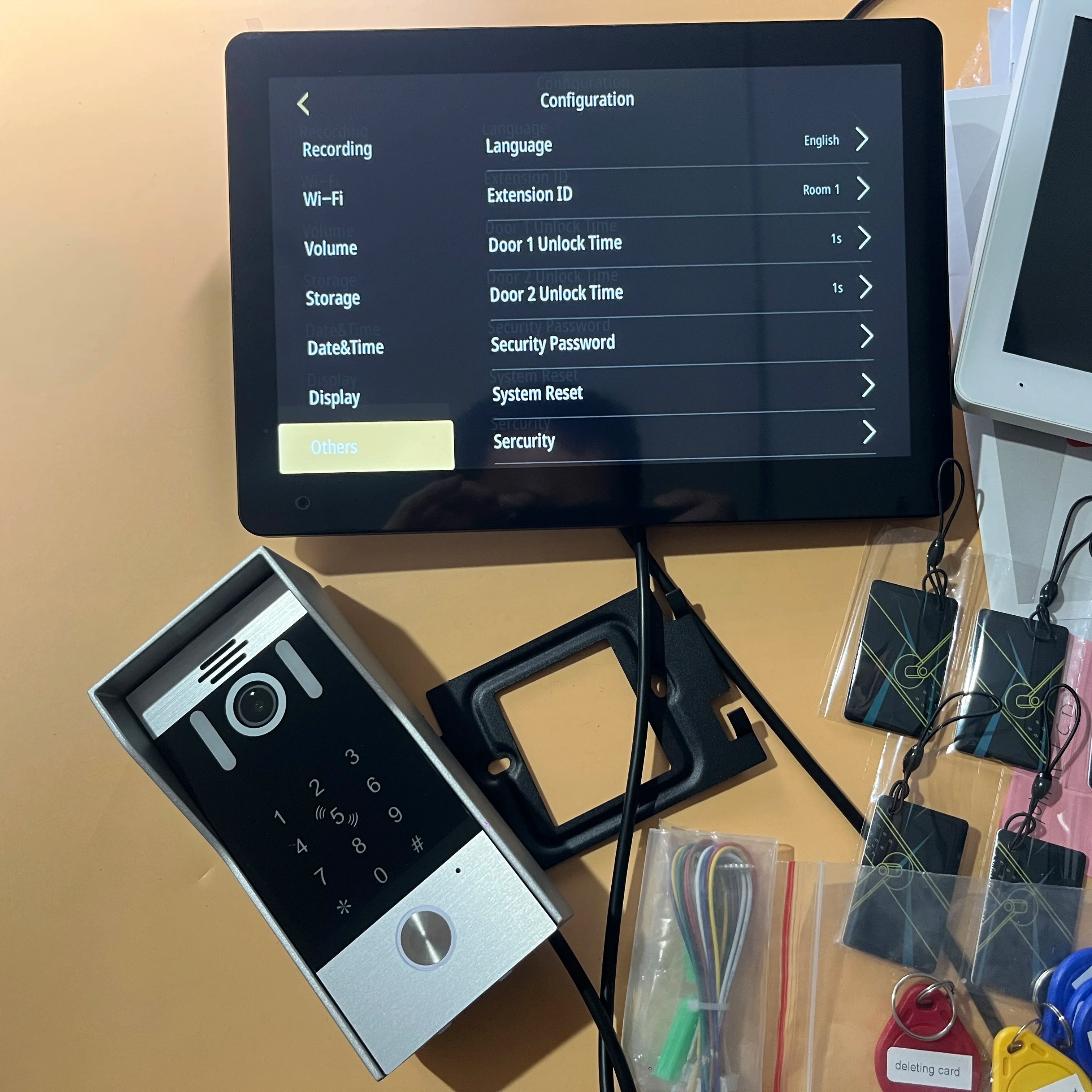 5in1 Unlock Doorbell 10inch 1080P Touch Monitor Video Intercom System Home intercom with Fingerprint IC Card Unlock for apartmen