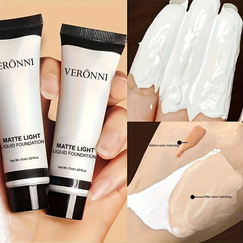 Tidesmit white toning liquid foundation matte finish water-resistant long-wear face makeup texture close-up