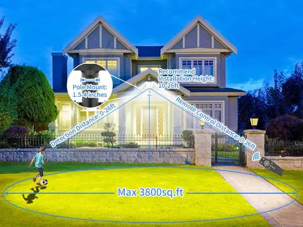 Solar Security Light Outdoor, Solar Street Light with Motion Sensor, Dusk to Dawn Auto Lighting, IP66 Waterproof LED Solar Powered Light for Yard Garden Driveway Porch Area Lighting, 3-Year Warranty
