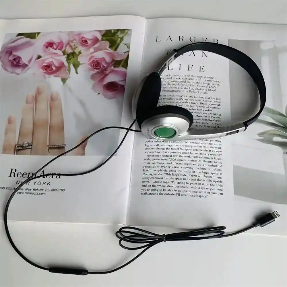 Retro Wired Over-Ear Headphones Y2K Style - Tidesmit Audio Green-IOS Tidesmit